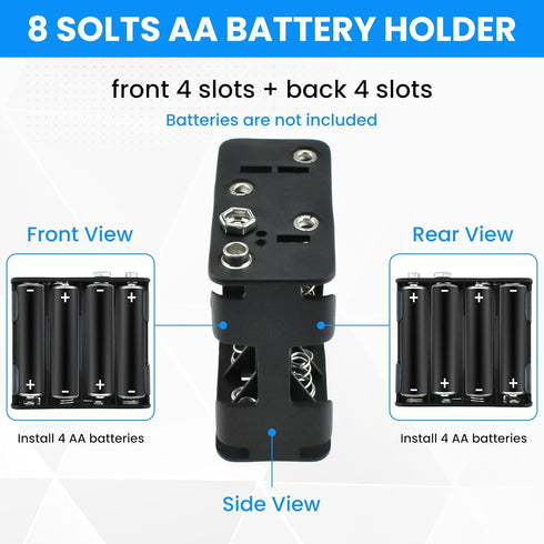 SDTC Tech 2-Set 8X 1.5V AA Battery Holder and I Type Snap Connector Kit 12 Volt Thicken Plastic Battery Case Box...