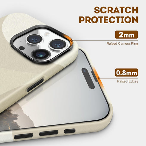 Vegan Leather Magnetic Case for iPhone 15 Pro Max Wireless Charging, MagSafe Compatible, Metal Buttons, Shockproof Protective Phone Case Cover for...