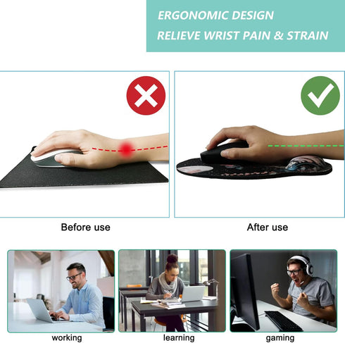 Mouse Pad with Wrist Support, Ergonomic Mouse Pad with Memory Foam Wrist Rest Cushion, Non-slip Rubber Base Gaming Mice Pad for Home Office Comput...