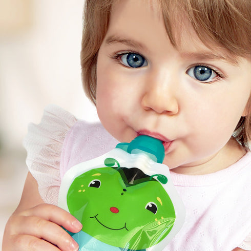 ChooMee SoftSip Food Pouch Tops | 4 Colors + Purple case | Prevent Spills and Protect Childs Mouth...