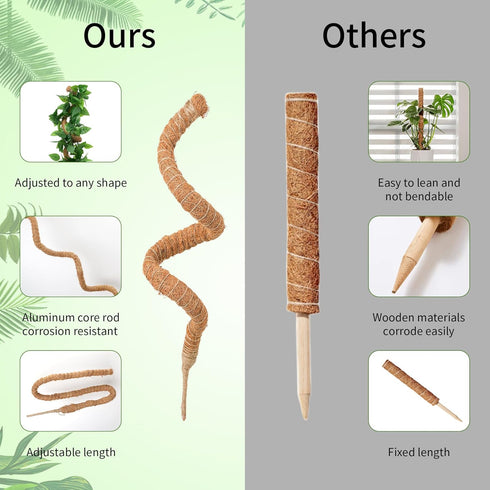 Moss Pole, 49 Inch Bendable Moss Pole for Climbing Plant, Monstera Plant Support, Moss Pole for Plants Indoor, Plant Support Stakes for Indoor Pot...