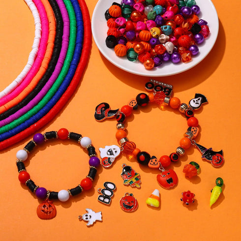 3180 PCS+ Halloween Beads Making Kit for DIY Jewelry 9 Strands Heishi Clay Beads Halloween Charms Making for Halloween Bracelet Necklace Earrings ...