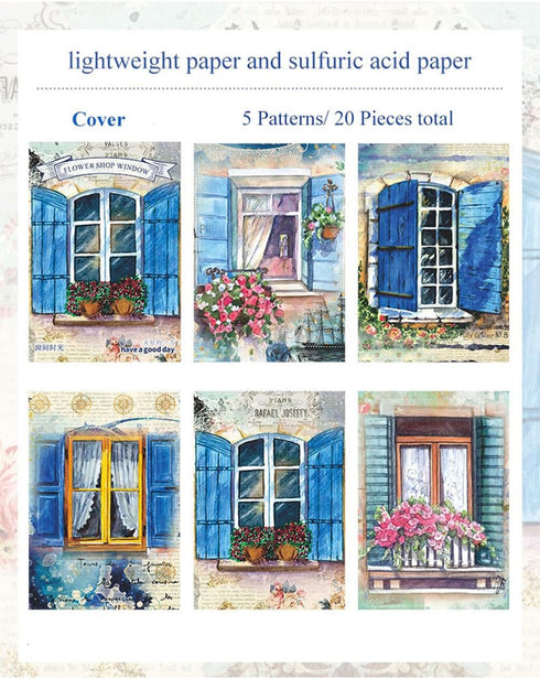 MAFELOE Scrapbook Supplies 6 Packs, 20 Pieces Each, Junk Journal Kit Decoupage Paper Scrapbook Paper Materials-Door&Window Flower...