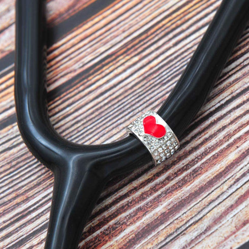 2 Pack Bling Heart Stethoscope Charms, Red Heart Stethoscope Id Name Tag...
