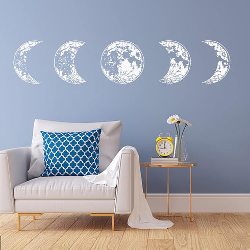 5pcs Moon Phase Stencil 11.8"×11.8" Moon Stencil Square Reusable Crescent Moon DIY Wall Stencils Drawing on Wood Wall Home Decor Furniture Crafts...