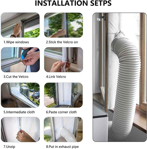 Portable Air Conditioner Window Seal Kit,Hot Air Stop Air Exchange Guards with Zip 158 inch ac Window Seal Kit Hot Air Stop Air Exchange Guards wi...