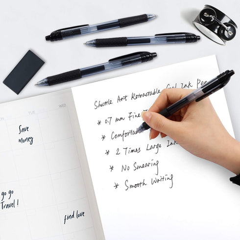 Black Gel Pens, 46 Pack(20 Gel Pens with 26 Refills) Lineon Retractable Medium Point Gel Pens Smooth Writing with Comfortable Grip for Office Scho...