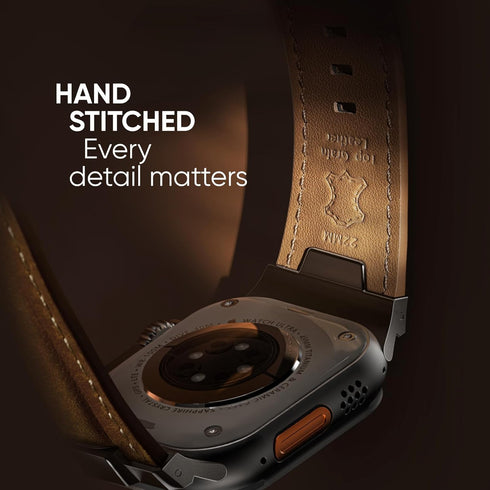 Suitisbest Leather Bands Compatible for Apple Watch Ultra Band 49mm 45mm 44mm 42mm, Genuine Leather Rugged Durable Matel Connector Replacement Str...