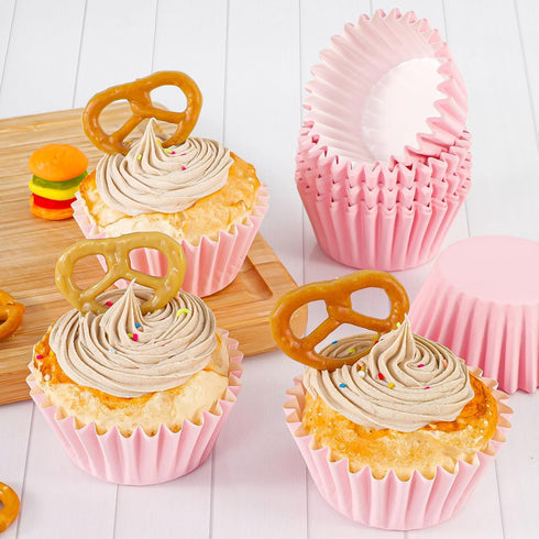 Caperci Grease-Resistant Standard Pink Cupcake Liners 150 Counts - Heavy Duty Paper Muffin Baking Cups, Odorless, No Muffin Pan Needed, Easily Pee...