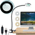 Desk Magnifying Glass with Light 5X, Clip on Desk Light with 3 Light Color, 5w LED Desk Lamp with Clamp 10 Adjustable Brightness, Flexible Goosene...