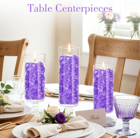 DomeStar Purple Fake Ice Rocks, 150PCS Acrylic Gems Crystals Plastic Diamonds Centerpiece for Vase Fillers Wedding Party Table Scatter...