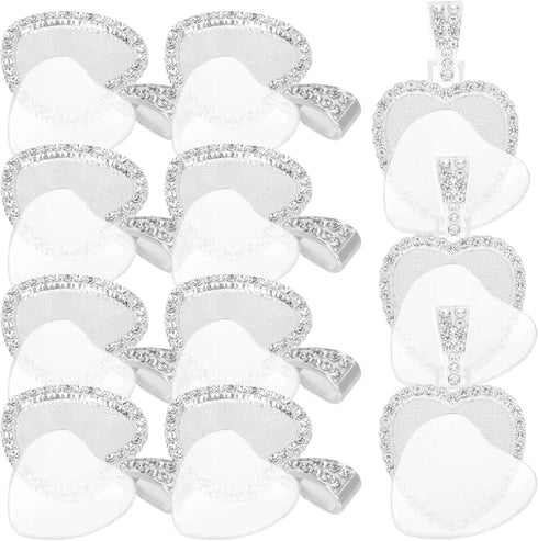 GLEAVI Heart Bezels 12 Set of Rhinestone Trays Pendant Sublimation Pendant Trays Heart Shape Double Sided Rhinestone Bezel Trays for Making Heart ...