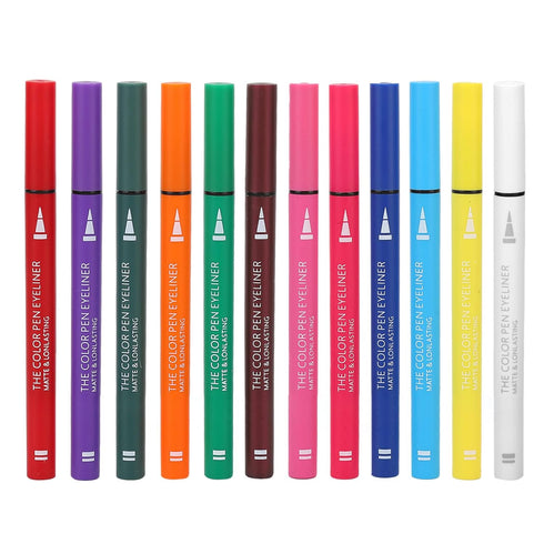 Coloured ,12PCS Liquid Set Matte Liquid Long Lasting Waterproof Pen Colorful Eyebrow Pencil Eyebrow Lip Liner Pencil Highly Pigmented Colored Matt...