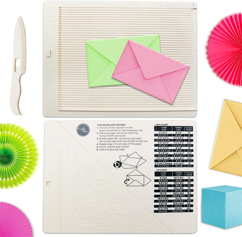 Scoring Board, Envelope Maker, Envelope Punch Board, Scoring Tool, Score Board for Paper Crafts, Paper Trimmer, Multi-Purpose Scoring Board for Ca...