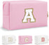 Makeup Bag, Personalized Initial Makeup Bag with Zipper, Cute Makeup Pouch, PU Leather Waterproof Cosmetic Bag, Birthday Gift For Daughter, Preppy...