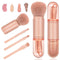 Travel Makeup Brushes Set: 4 in 1 Small Travel Makeup Brushes Mini Facial Makeup Brushes Retractable Makeup Brush Professional Foundation Blending...