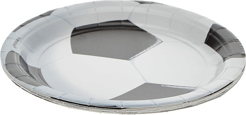 3D Soccer Black & White Paper Round Dessert Plates - 7" (8ct) - Perfect for Sports Enthusiasts, Birthdays & Game Nights...