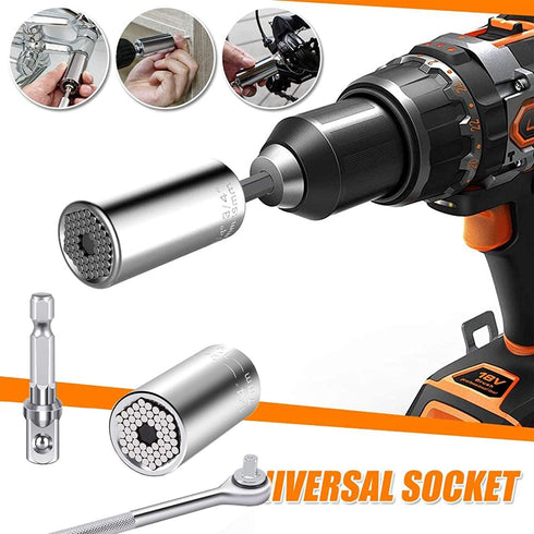 Prowin 3pcs Universal Socket Wrench Ratchet Useful Tool Sets for Men Father's Day Gifts Power Drill Adapter Retract to Form Almost Any Shape ?1/4i...