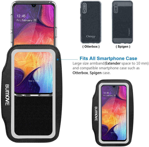 Galaxy A56,A55,A54, A34, A35, A15 Armband, BUMOVE Gym Running Workouts Sports Phone Arm Band for Samsung Galaxy A53 A32 A14 A13 A12 with Card Hold...