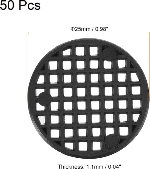 MECCANIXITY Flower Pot Hole Mesh Pad 1 Inch Bonsai Plant Bottom Round Plastic Soil Grid Screen Mat, Black Pack of 50...