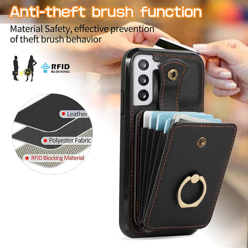 Asuwish Phone Case for Samsung Galaxy S22 Plus S22+ 5G Wallet Cell Cover with Screen Protector and Crossbody Strap Ring Stand RFID Credit Card Hol...