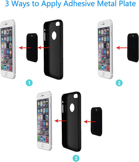 DSTELIN Smartphones Metal Plate 12 Pack for Phone Car Mount Holder Cradle with 3M Adhesive (Compatible with Magnetic Mounts) - 6 Rectangle and 6 R...