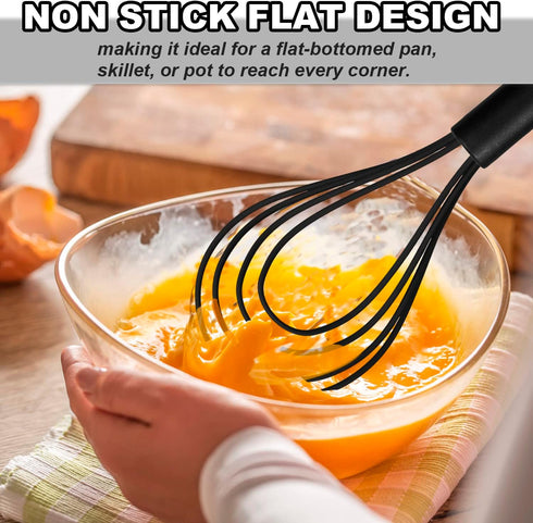 Anaeat Silicone Kitchen Whisk Set of 4, Perfect for Non-Stick Cookware, Egg Beater Milk Blender for Whisking, Cooking, Baking, Beating - 11'' Flat...