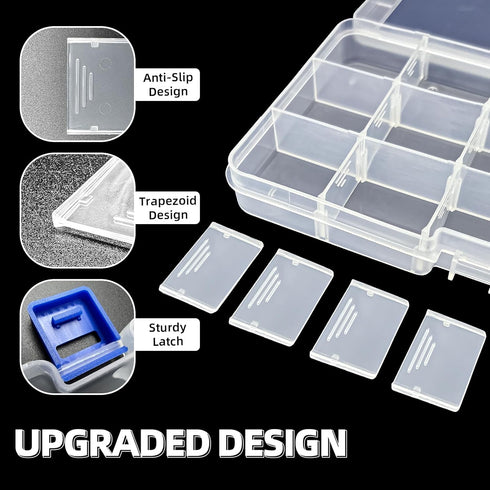 DUOFIRE Plastic Organizer Container Storage Box Adjustable Divider Removable Grid Compartment for Jewelry Beads Earring Container Tool Fishing Hoo...