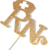 RN Cake Topper, Congrats Grad Nurse Cake Decor, 2025 Nursing School Graduation Party Decorations Supplies,Gold Glitter...