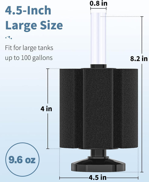 Pawfly Aquarium Bio Sponge Filter Quiet Betta Fry Shrimp and Small Fish Foam Filter for Fish Tanks up to 100 Gallons...