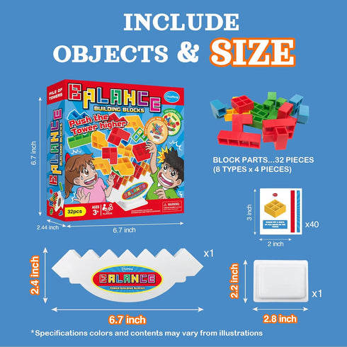 iYuePeng 32 Pcs Tetra Balance Tower Stacking Games Team Building Blocks Board Game for Kids & Adult, Drop The Pile of Tower STEM Toys for 2 Player...