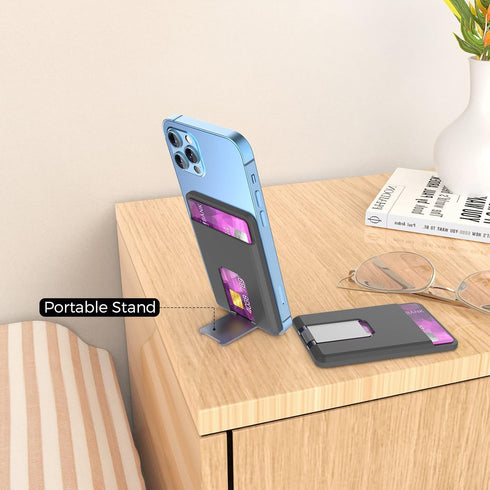 Card Holder for Back of Phone for MagSafe Magnetic Silicone Wallet Compatible with iPhone15/14/13/12/12 Pro/ 12 Mini/ 12 Pro Max (Midnight Black)...