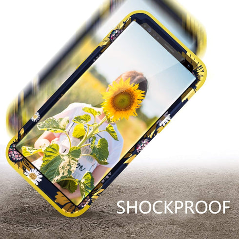 Fingic Galaxy S8 Case, Samsung Galaxy S8 Case Sunflower 3 in 1 Heavy Duty Hybrid Hard PC Soft Silicone Rugged Bumper Anti Slip Full-Body Shockproo...