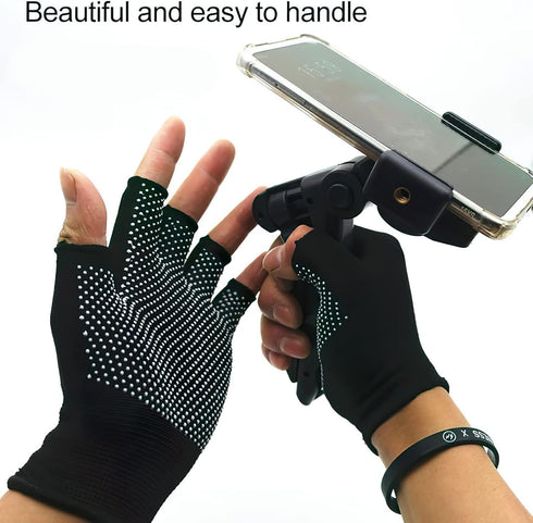 Lightweight Men and Women Half-Finger Slip Breathable Fingerless Work Gloves for Construction Nylon Fitness Cycling Motorcycle Gloves...
