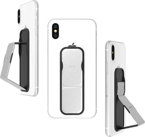 CLCKR Cell Phone Stand compatible with iPhone X/XS/XR/6/7/8 and Samsung Galaxy S9/S9/S10/S10 Plus - Metallic Silver...
