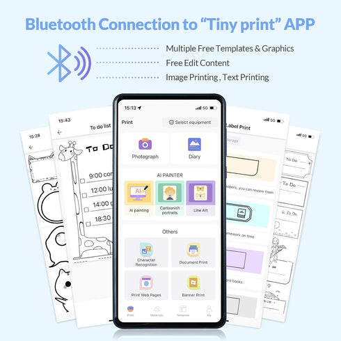 mafiti Portable Thermal Pocket Printer Inkless Bluetooth Receipt Mini Printer Wireless Sticker Lable Printer Study Notes Pictures Photos Print for...