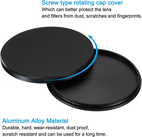 PATIKIL 58mm Lens Cap, 2pcs Camera Lens Cap Cover Universal Lens Filter Stack Cap Front Metal Protective Case Cover with Cleaning Cloth for Photog...