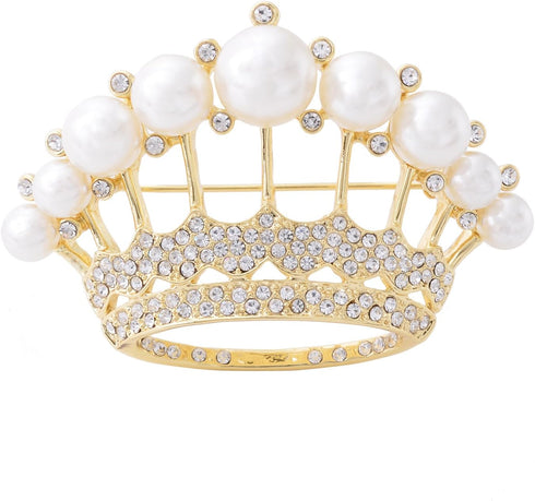 Princess Queen Crown Brass Micro Pave Cubic Zirconia Brooch Pin Jewelry for Women Bridal Wedding Gifts...