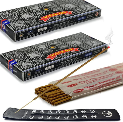 TRUMIRI Incense Stick Holder Bundle with Satya Super Hit 100g Incense Sticks - Pack of 2 (Approx 200 Sticks)...
