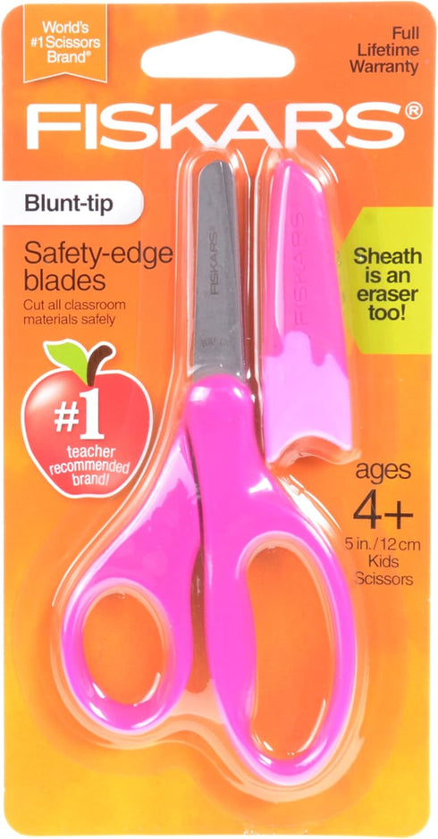 Fiskars Scissors Blunt-tip Safety-Edge Blades w/Sheath (Hot Pink)...