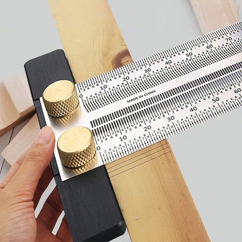 Woodworking Marking T Rulers Ultra Precision,Layout Work Scribe Line Ruler with Holes,Scribing Square Ruler Gauge Measuring Tool Draft Marking Too...