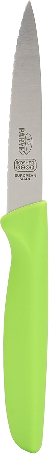 Kitchen Knife 3-Piece Set - 4 inches - Steak and Vegetable Knife - Razor Sharp Pointed Tip, Serrated Edge - Color Coded Kitchen Tools...