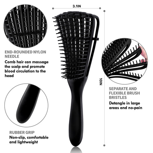 4pcs Curly Hair Brush Set for Adult & Kids Wet or Dry Hair, Detangling Brush for 3/4ABC Hair with Hair Detangler Brush Spray Bottle Wide Tooth com...