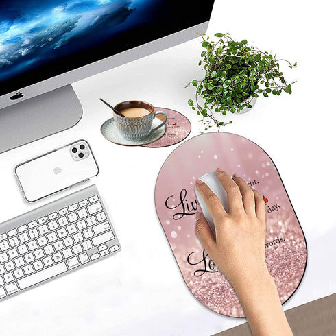 Advanced Texture Fashion Mouse Pad, Glitter Quote Live Laugh Love Non-Slip Rubber Base Gaming Mouse pad, Washable Lycra Surface Mouse Pad Design, ...