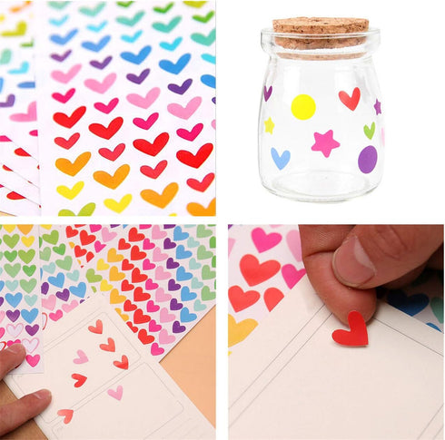 18 Sheets 1512 Pcs Colorful Heart Shape Self Adhesive Stickers, for Scrapbooking and Kid DIY Arts Crafts (Hearts, 18 Sheets)...