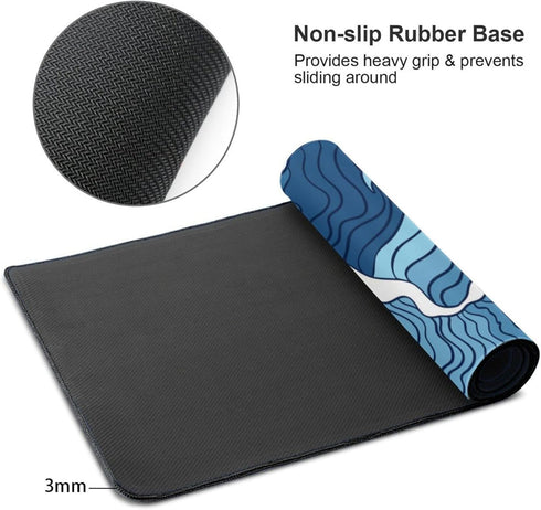 Japanese Blue and White Wave Gaming Mouse Pad XL, Non Slip Rubber Base Mousepad, Stitched Edges Desk Pad, Extended Large Mice Pad,31.5 X 11.8 Inch...