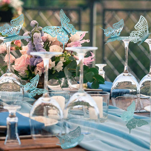 Cheerland Butterfly Wall Decor 3D Butterflies Decals Mural Teal Room Stickers Removable Turquoise Decorations for Girl Bedroom Home Decor Wedding ...