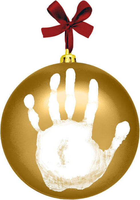 Tiny Ideas Christmas Baby's Handprint Ball Ornament, Included Paint for Baby Print, Newborrn Holiday Keepsake Gift, DIY Classic Hanging Bauble, Go...