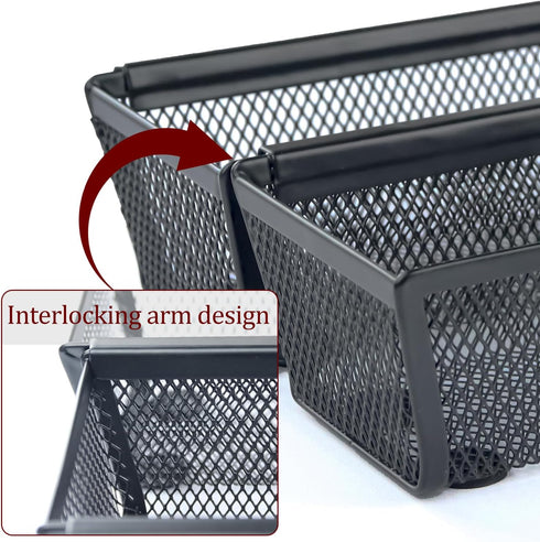 2PCS Drawer Organizer,Drawer Organizer for Kitchen,Utensil Mesh Drawer Organizer with Interlocking Arm for Cosmetic,Flatware,Pen (9 * 3 * 2 Inches...