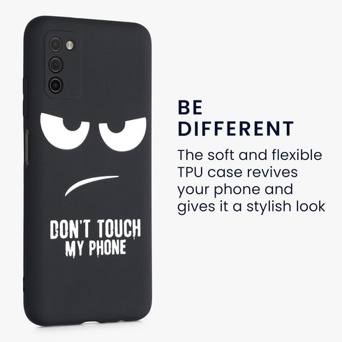 kwmobile TPU Silicone Case Compatible with Samsung Galaxy A03s - Case Soft Cover - Don't Touch My Phone White/Black...